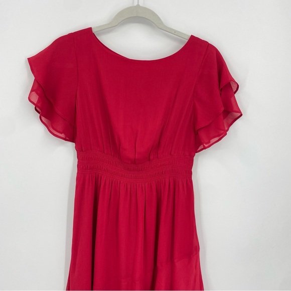 NWT Ann Taylor red smocked waist flare midi dress Sz XXS - Picture 4 of 13